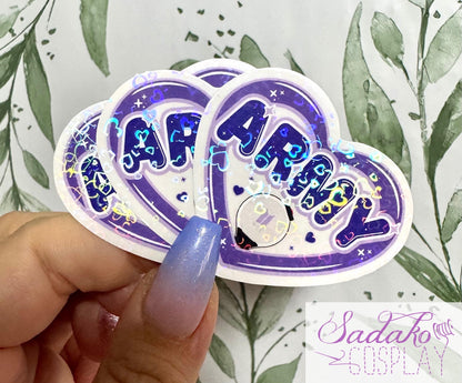 BTS & Army transparenter Sticker - K-Pop Heart Collection, wasserfester Holo-Aufkleber