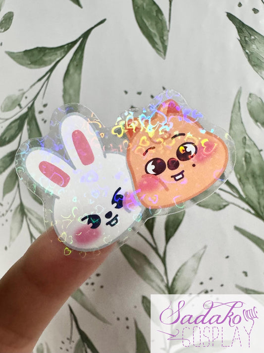 Minsung transparenter Sticker - Stray Kids Han & Lee Know, wasserfester Holo-Aufkleber