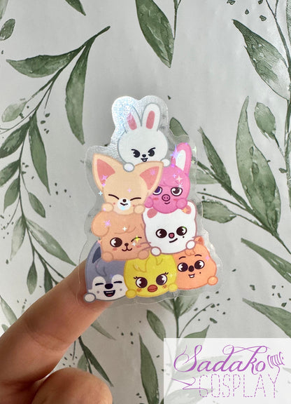 SKZOO cuddle pile transparenter Sticker - wasserfester Holo-Aufkleber, Stray Kids