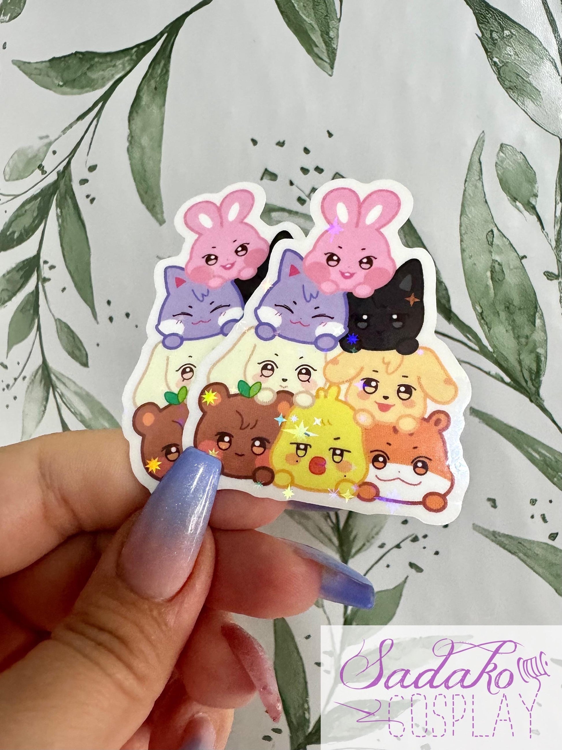 Aniteez Cuddle Pile transparenter Sticker - wasserfester Holo-Aufkleber, ATEEZ