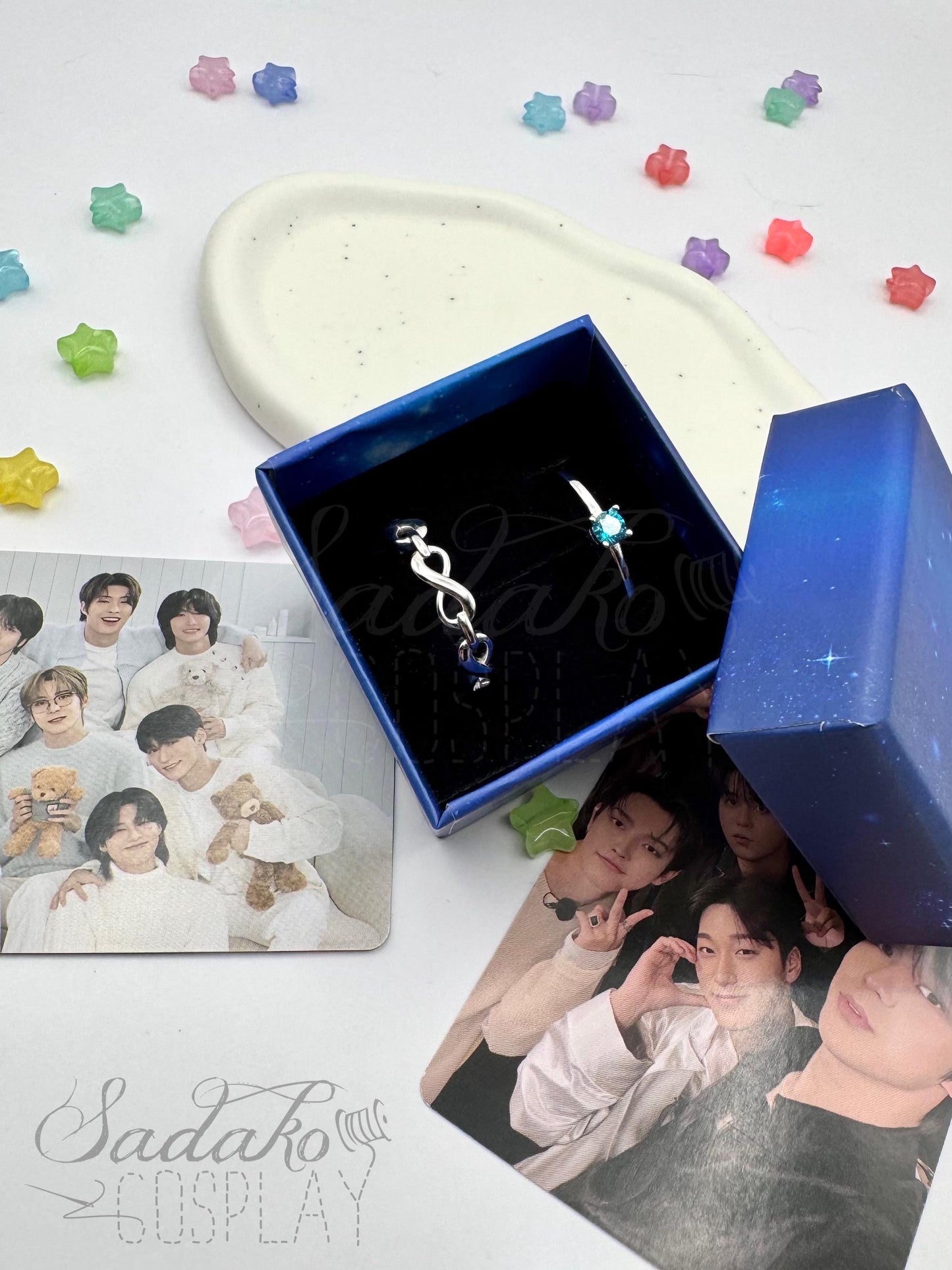 PREORDER Atiny Ring Set „Eternal Star Atiny“, 925 Sterling Silber Set aus 2 Ringen - inspiriert von der K-Pop Band ATEEZ