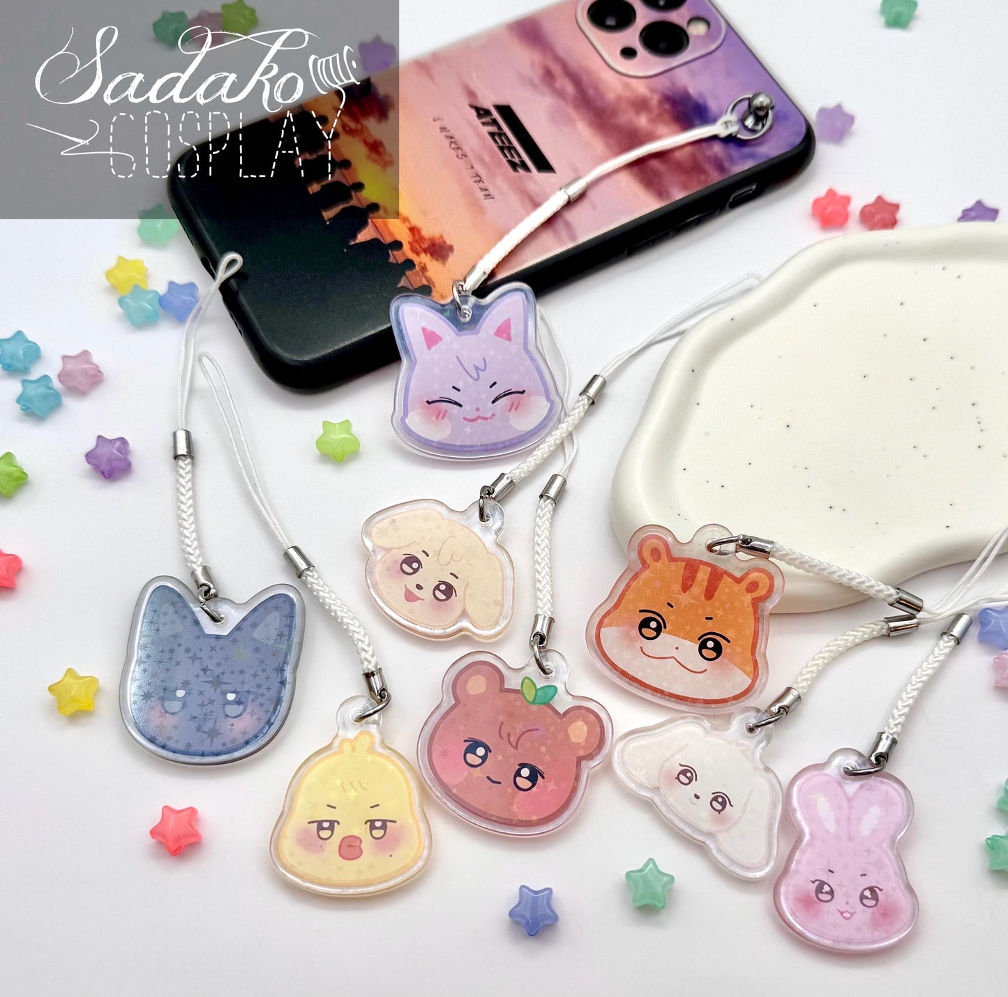 Aniteez glitzernder phone charm keychain, ATEEZ inspired für ATINY