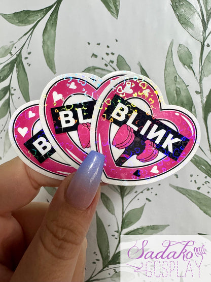 Black Pink & Blink transparenter Sticker - K-Pop Heart Collection, wasserfester Holo-Aufkleber