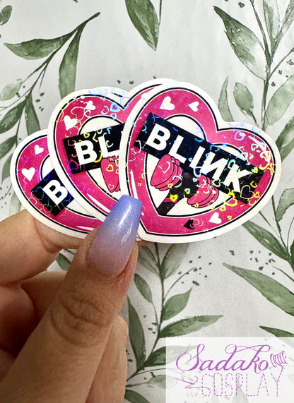 Black Pink & Blink transparenter Sticker - K-Pop Heart Collection, wasserfester Holo-Aufkleber