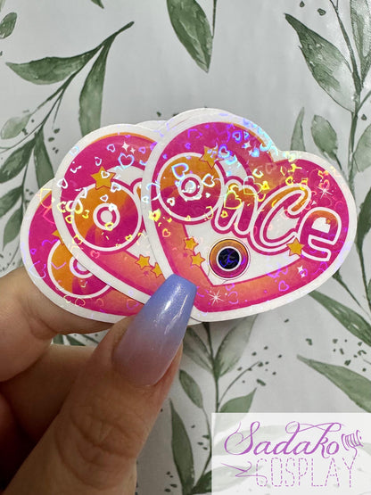 Twice & Once transparenter Sticker - K-Pop Heart Collection, wasserfester Holo-Aufkleber