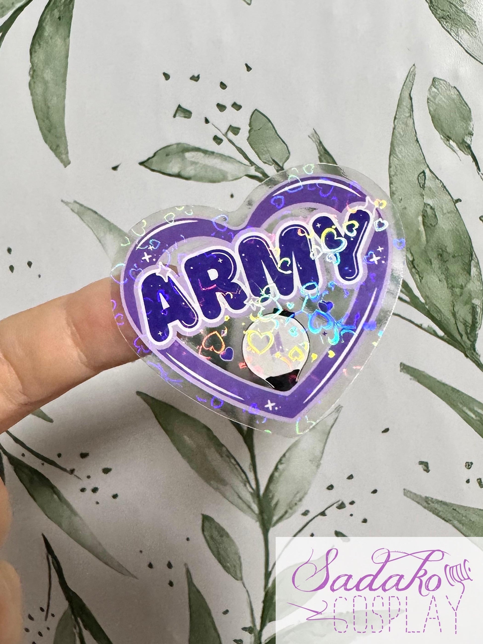 BTS & Army transparenter Sticker - K-Pop Heart Collection, wasserfester Holo-Aufkleber