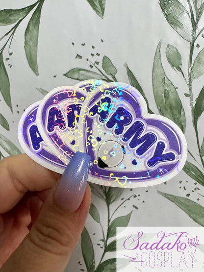 BTS & Army transparenter Sticker - K-Pop Heart Collection, wasserfester Holo-Aufkleber