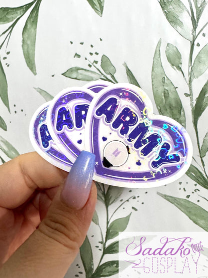BTS & Army transparenter Sticker - K-Pop Heart Collection, wasserfester Holo-Aufkleber