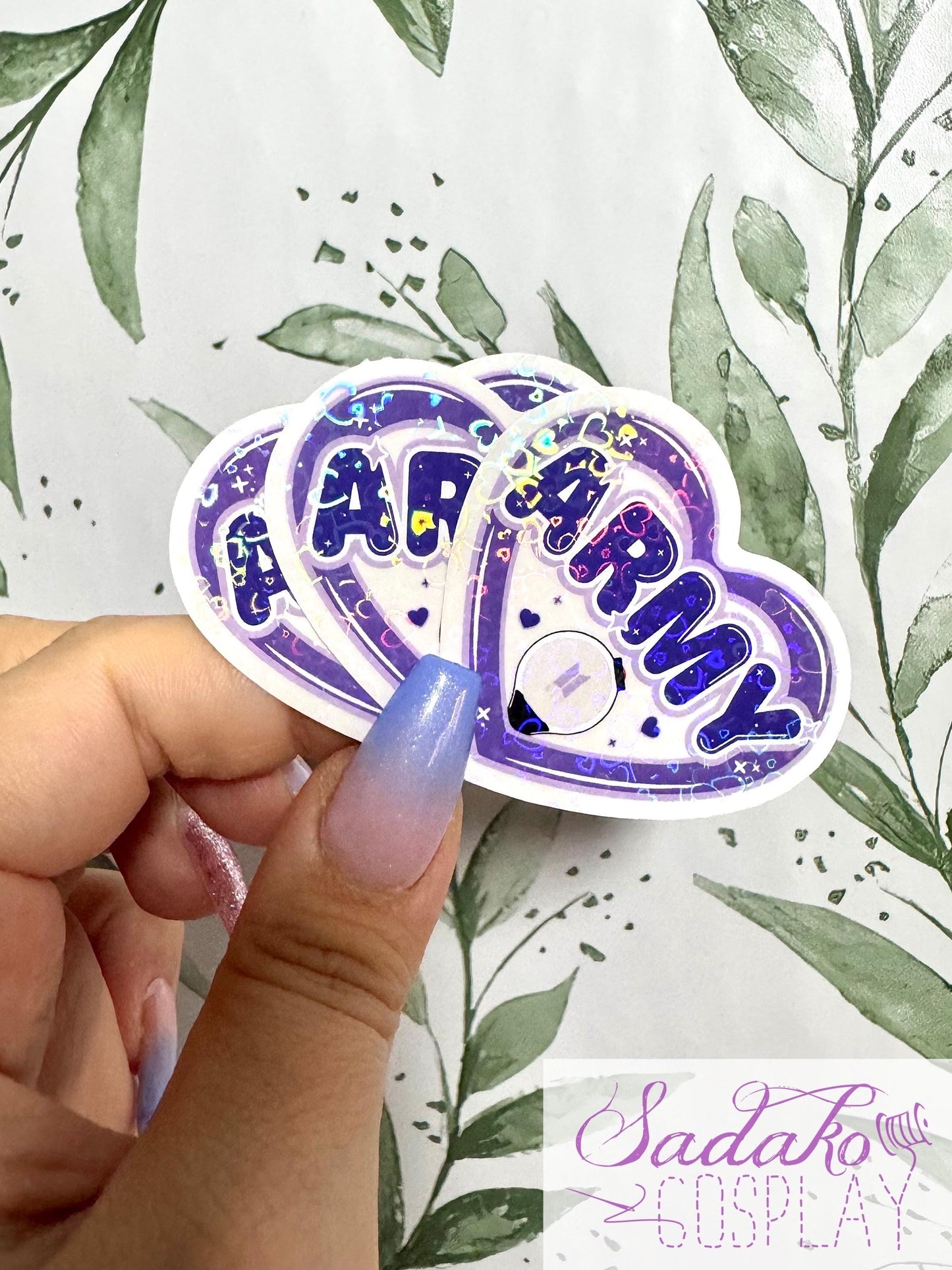 BTS & Army transparenter Sticker - K-Pop Heart Collection, wasserfester Holo-Aufkleber