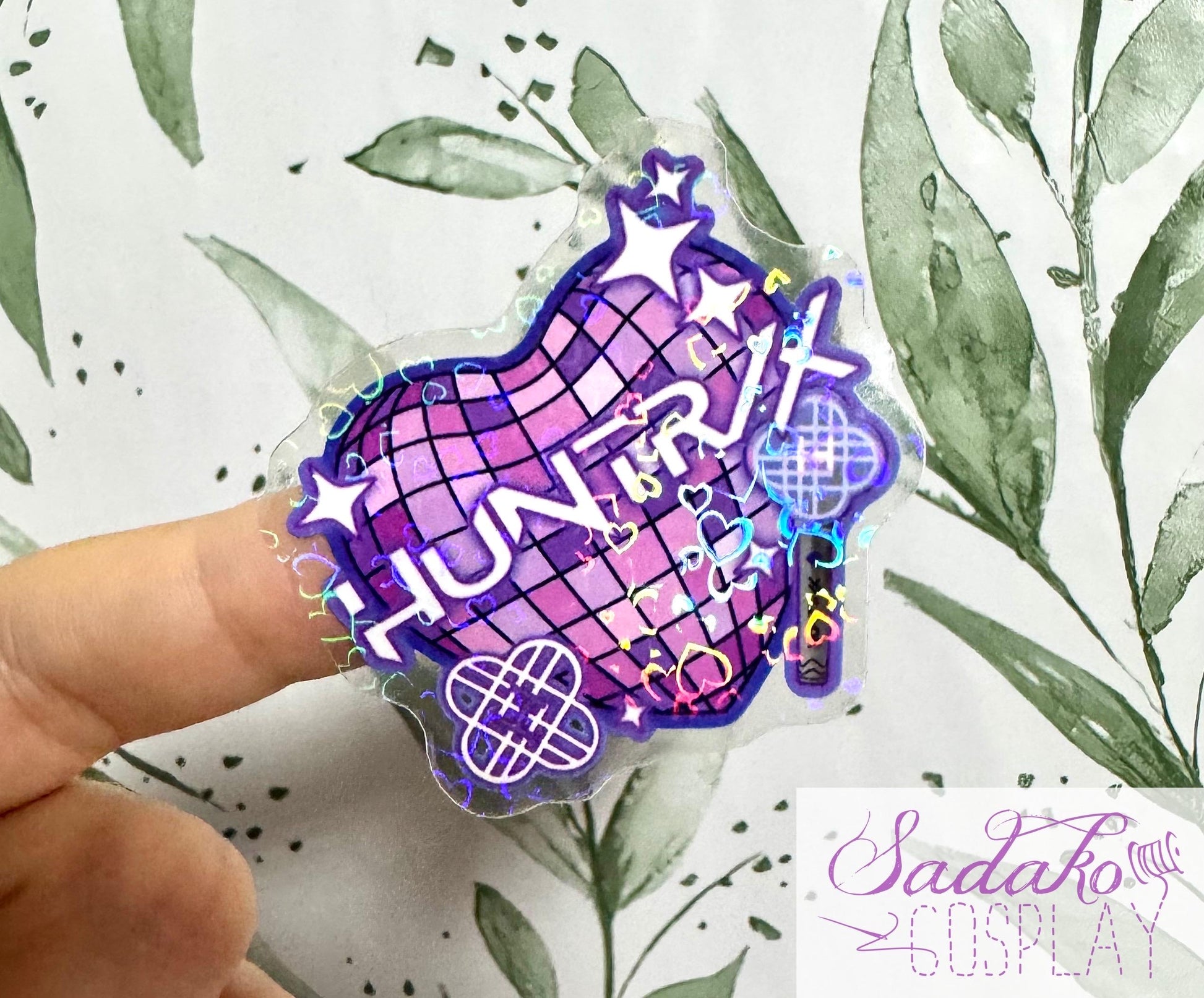 Huntrix transparenter Sticker - K-Pop Heart Collection, wasserfester Holo-Aufkleber, K-Pop Demon Hunters