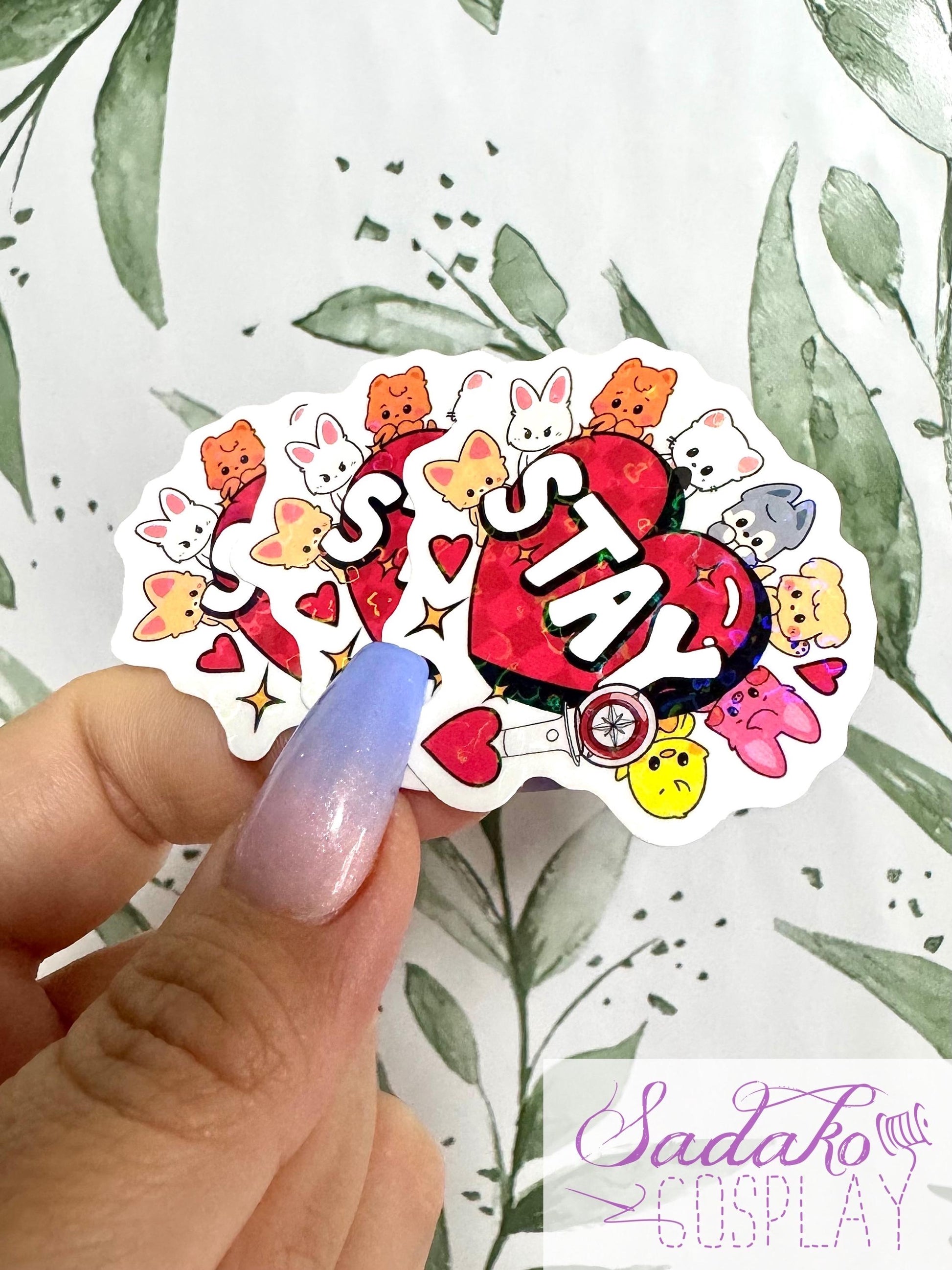 SKZOO & Stay Herz transparenter Sticker - wasserfester Holo-Aufkleber, Stray Kids