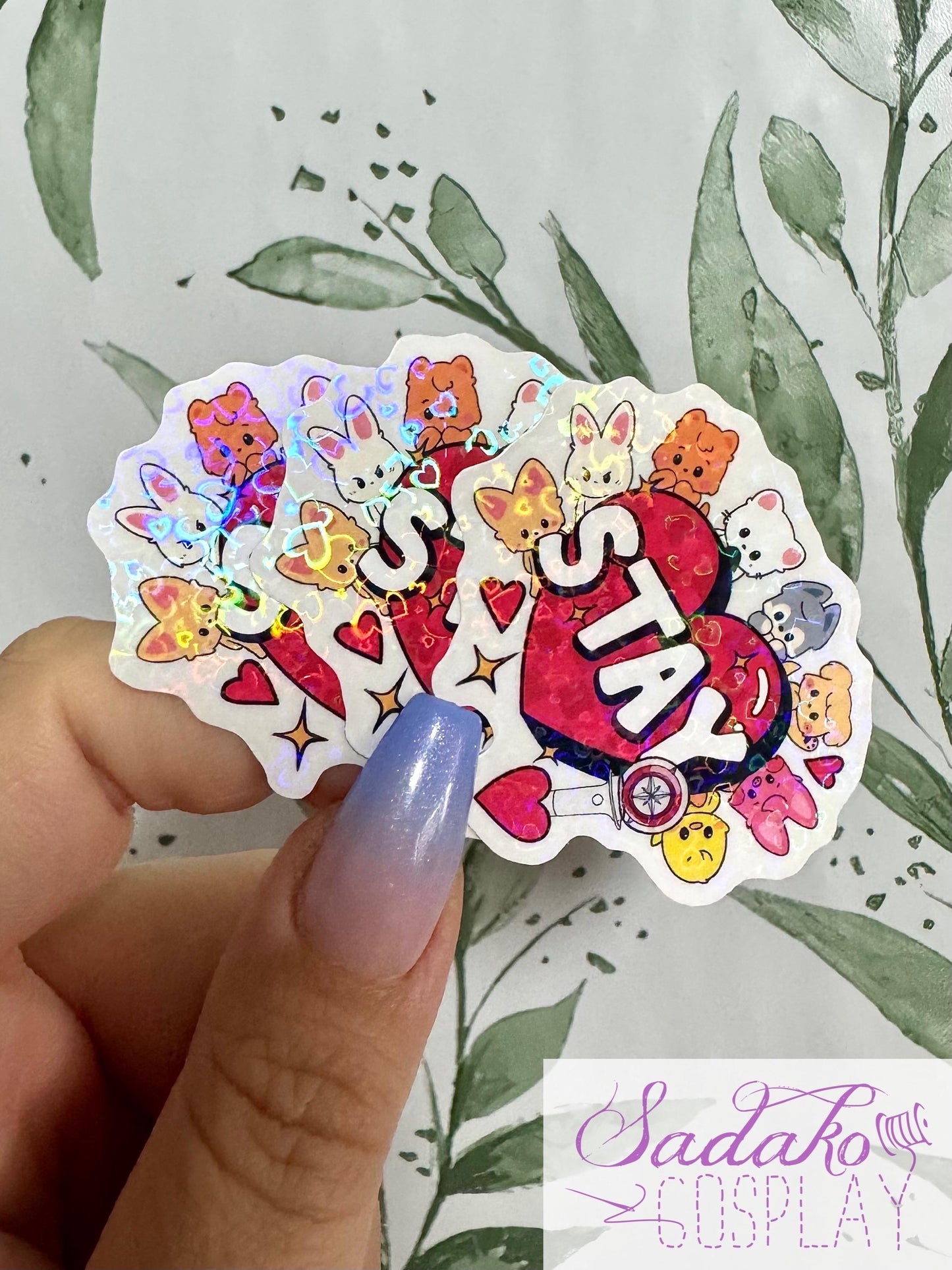 SKZOO & Stay Herz transparenter Sticker - wasserfester Holo-Aufkleber, Stray Kids