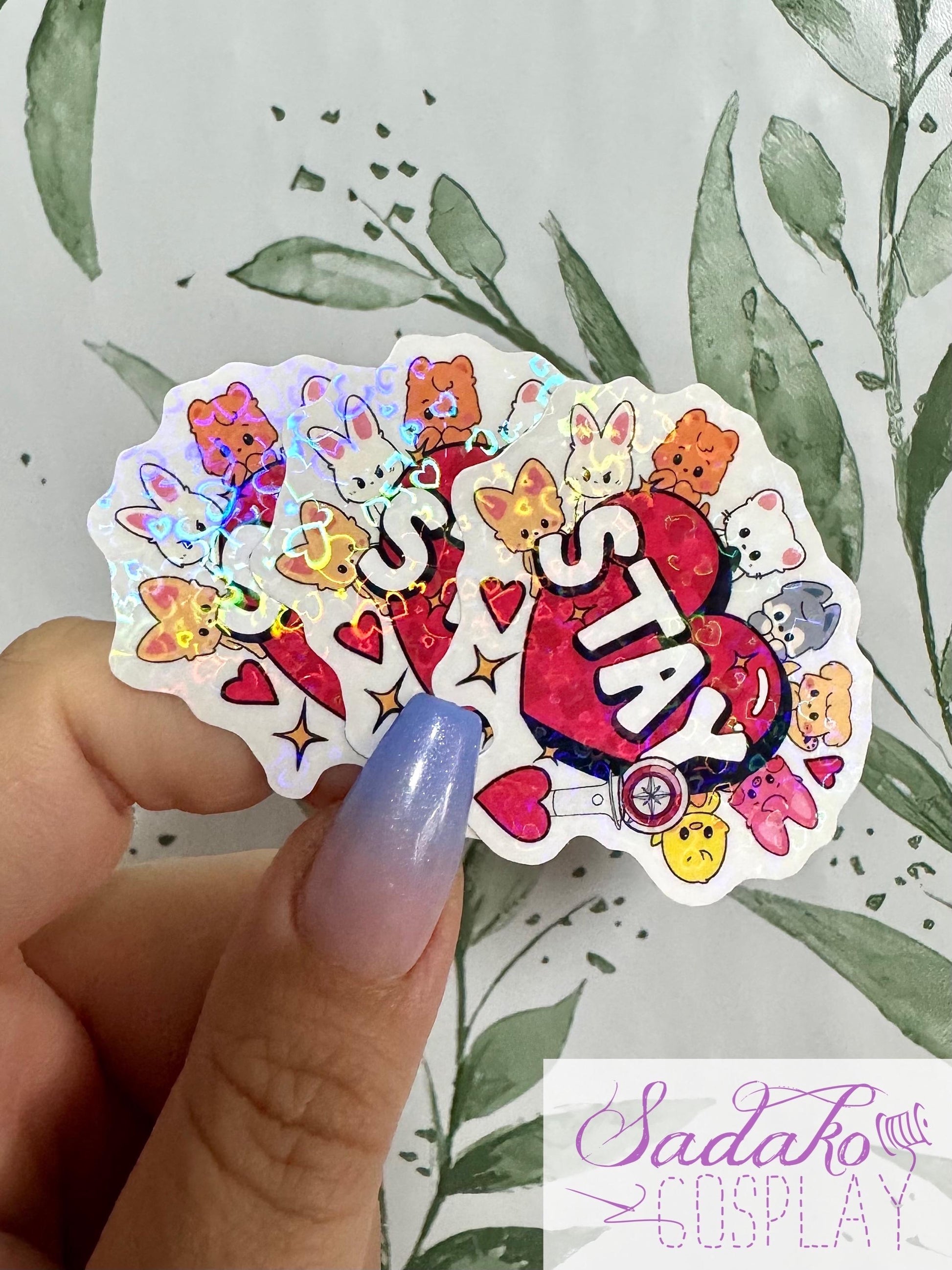 SKZOO & Stay Herz transparenter Sticker - wasserfester Holo-Aufkleber, Stray Kids