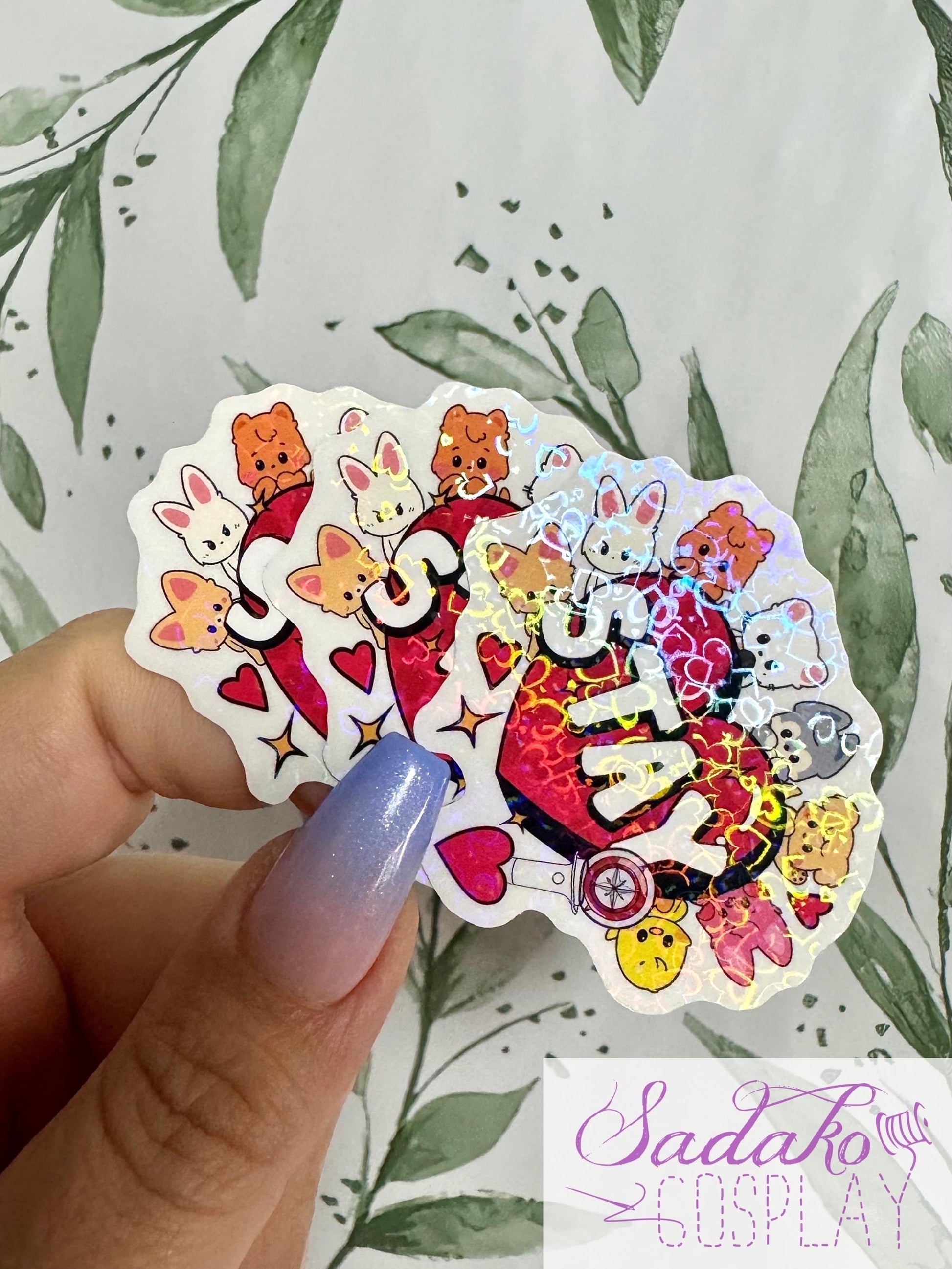 SKZOO & Stay Herz transparenter Sticker - wasserfester Holo-Aufkleber, Stray Kids