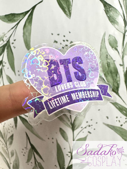 BTS Lovers Club transparenter Sticker - wasserfester Holo-Aufkleber