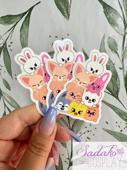 SKZOO cuddle pile transparenter Sticker - wasserfester Holo-Aufkleber, Stray Kids