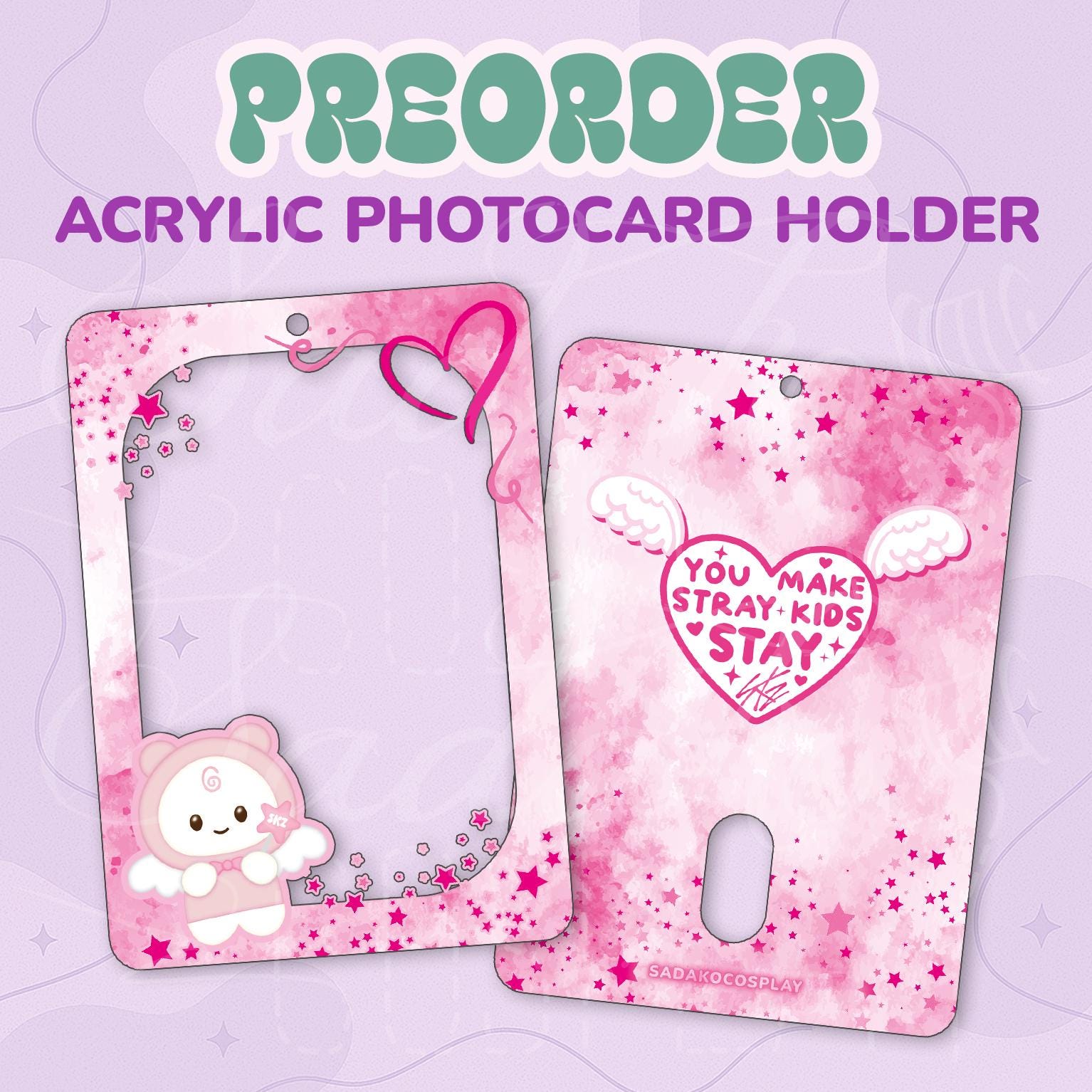 PREORDER Stray Kids STAYlight Photocard Holder, Skz K-Pop Fotokarten Halter Acryl, SKZOO Maskottchen der Fans Stay