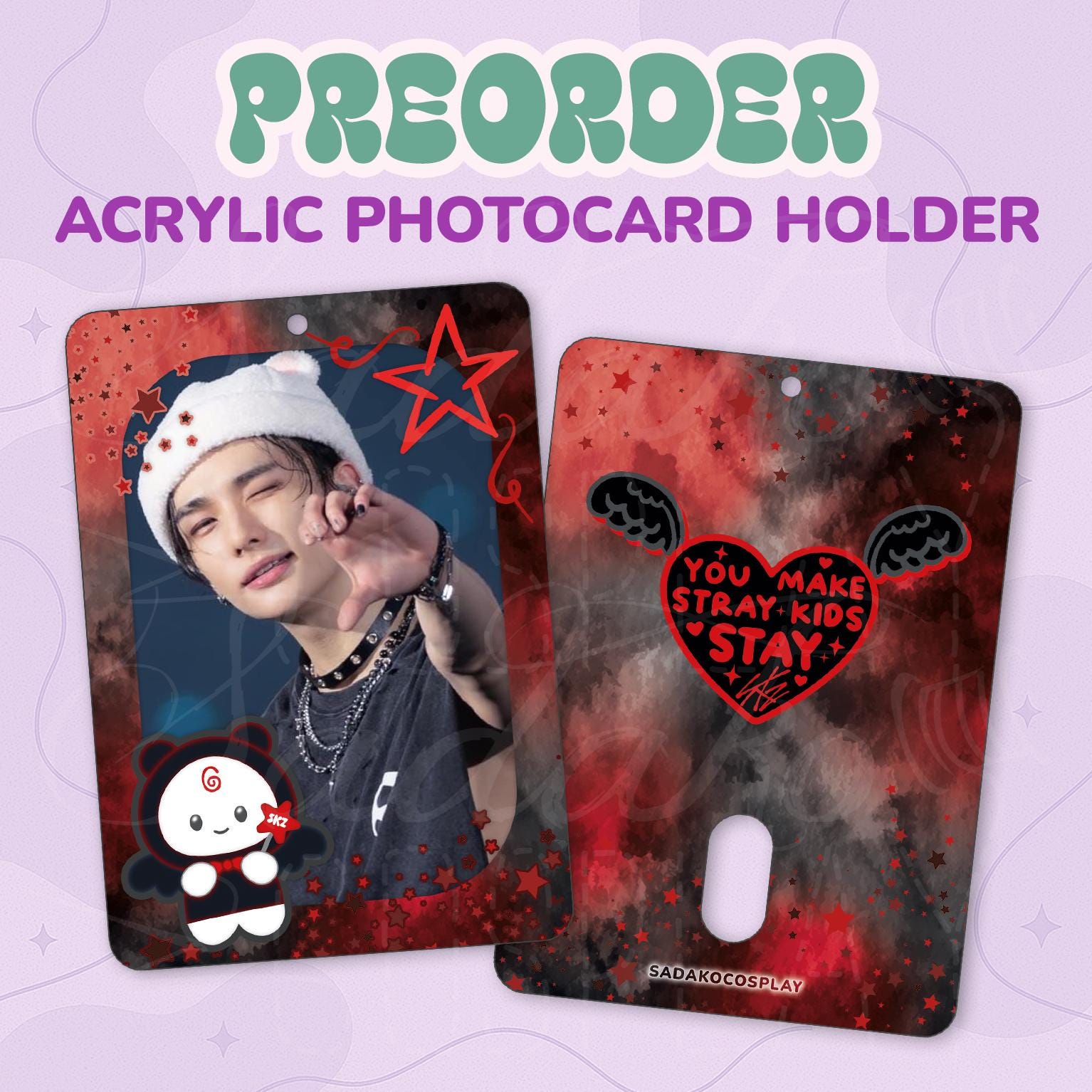 PREORDER Stray Kids STAYlight Photocard Holder, Skz K-Pop Fotokarten Halter Acryl, SKZOO Maskottchen der Fans Stay
