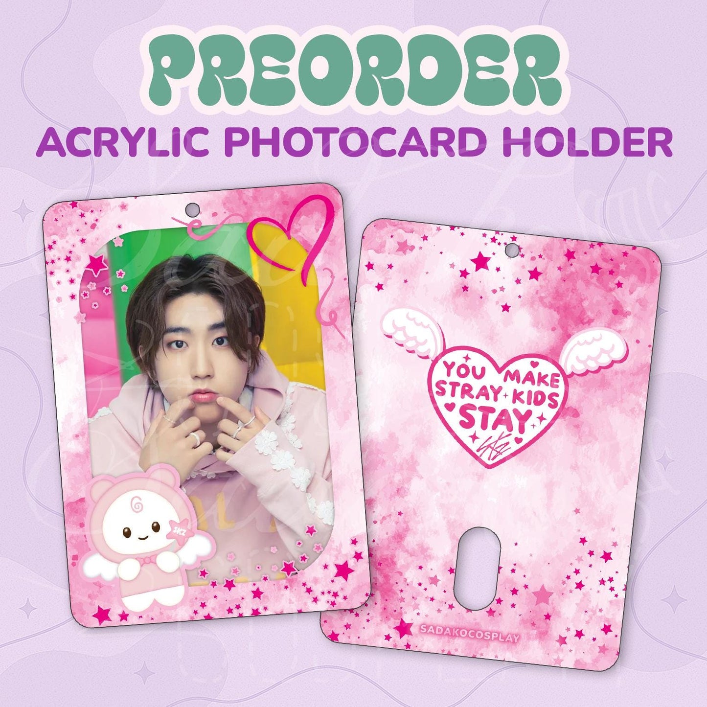 PREORDER Stray Kids STAYlight Photocard Holder, Skz K-Pop Fotokarten Halter Acryl, SKZOO Maskottchen der Fans Stay