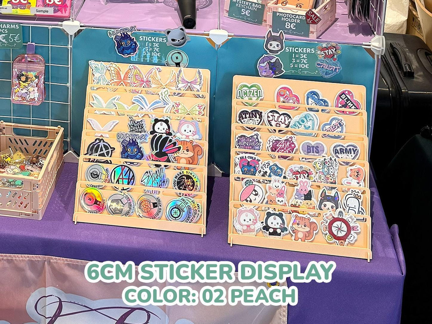 Sticker Display 5-reihig für 7-8cm Sticker - Aufsteller, Ständer für Convention Artist Alley Booth, Marktstand