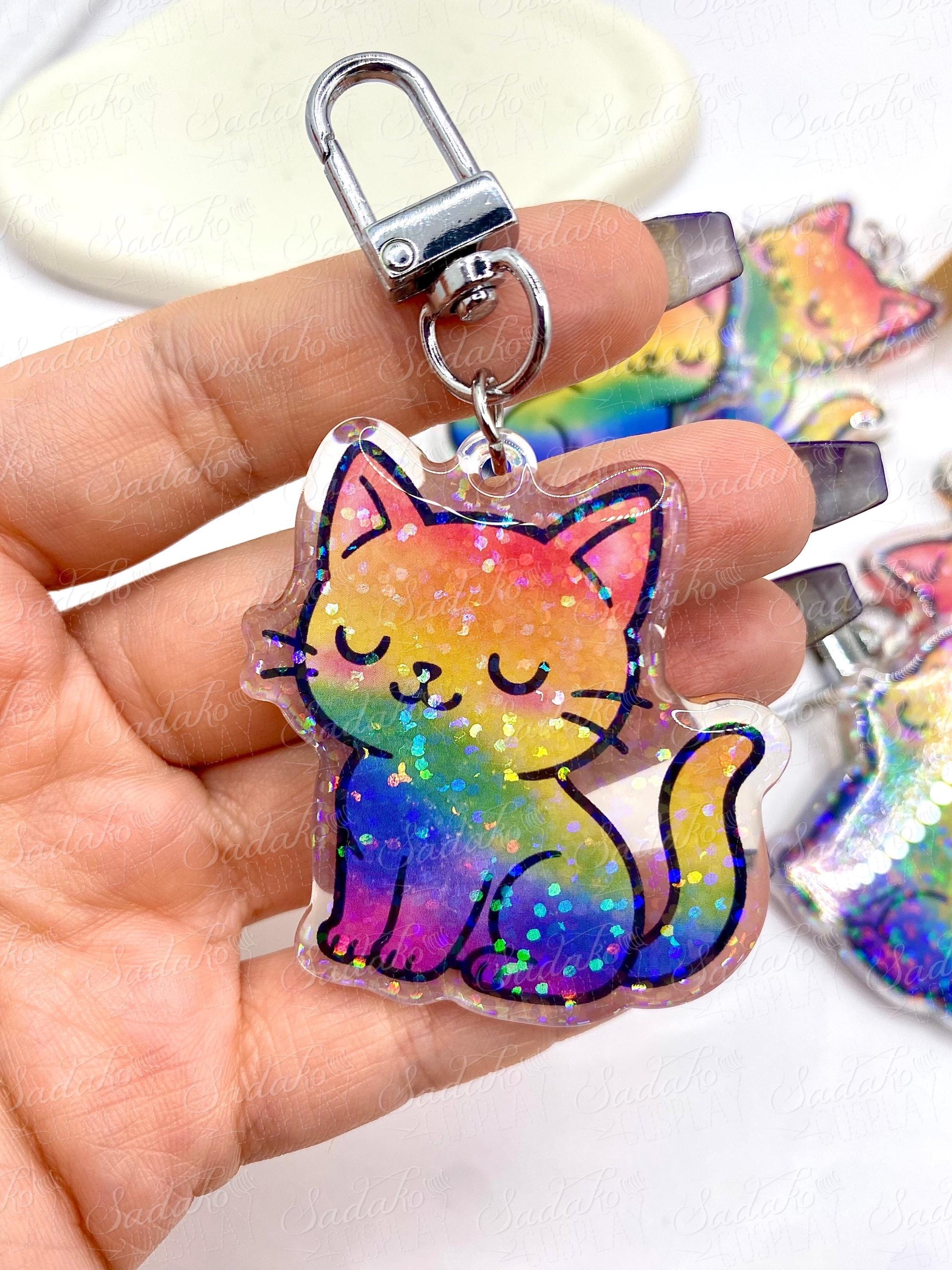 LGBTQ+ Pride Kätzchen Acryl Glitzer Keychain