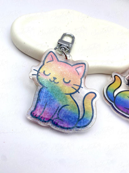 LGBTQ+ Pride Kätzchen Acryl Glitzer Keychain