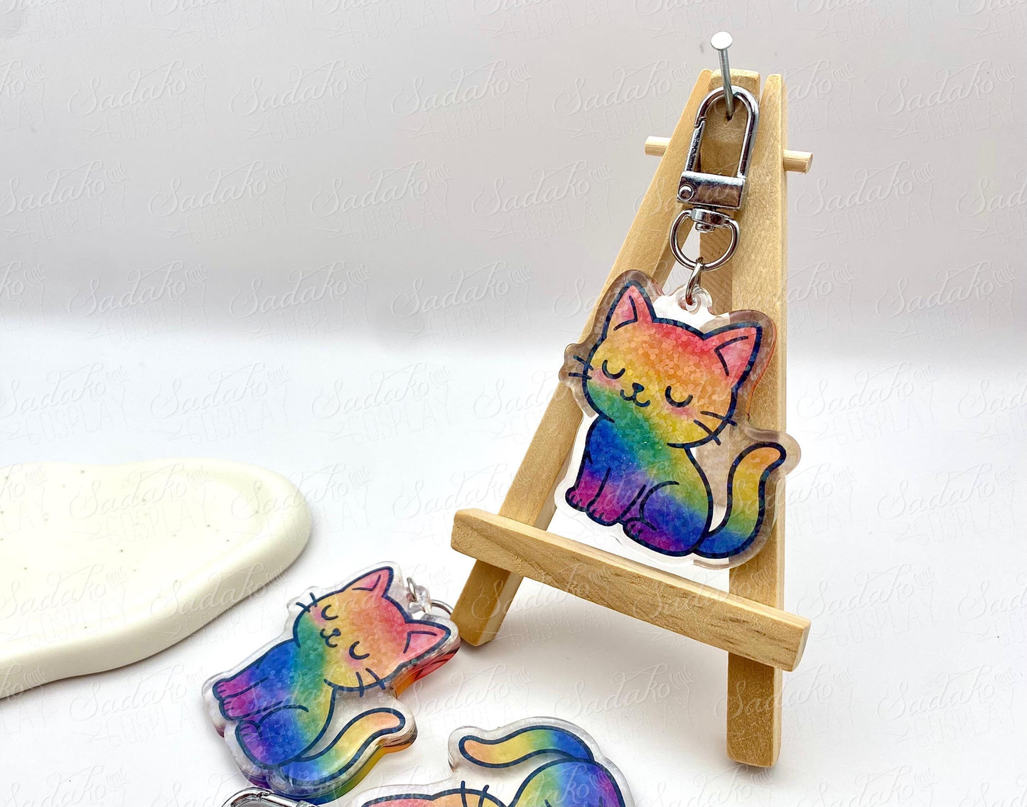 LGBTQ+ Pride Kätzchen Acryl Glitzer Keychain