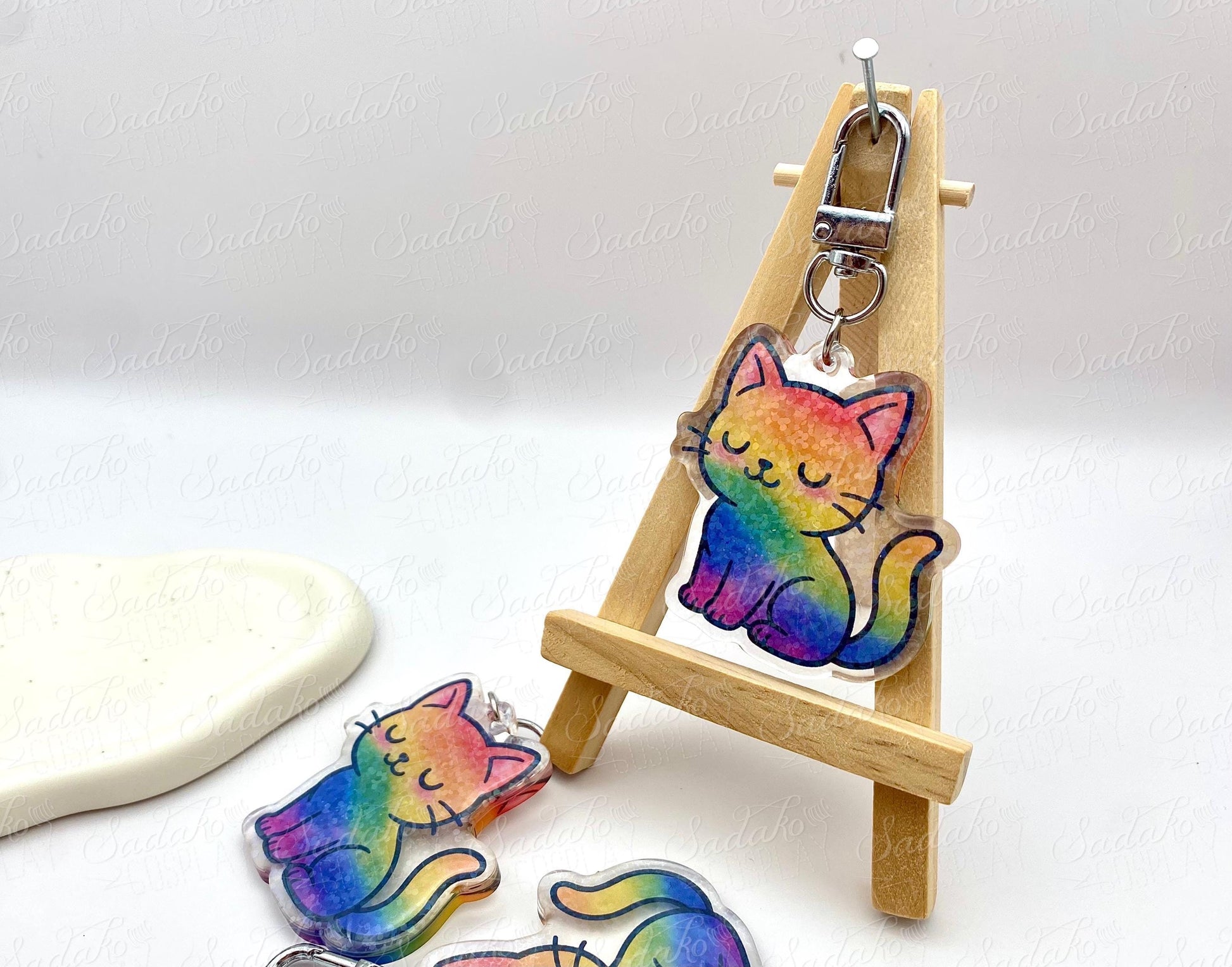 LGBTQ+ Pride Kätzchen Acryl Glitzer Keychain