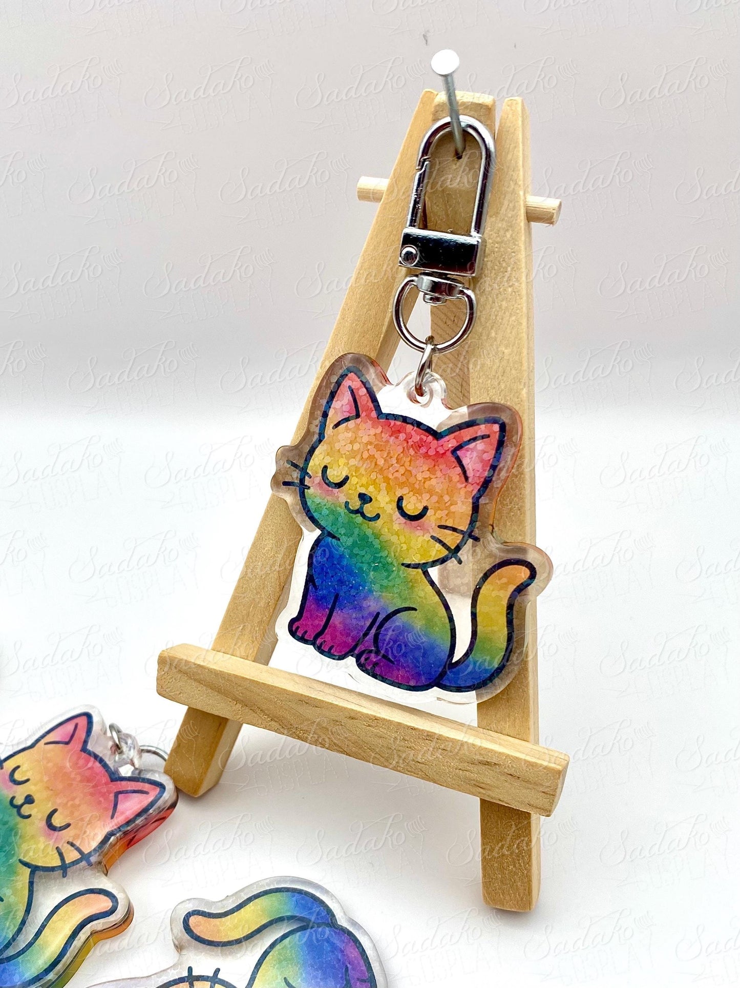 LGBTQ+ Pride Kätzchen Acryl Glitzer Keychain