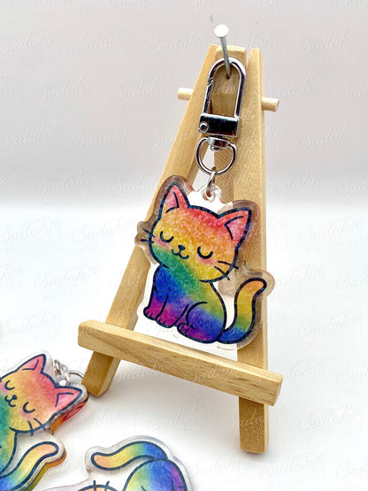 LGBTQ+ Pride Kätzchen Acryl Glitzer Keychain