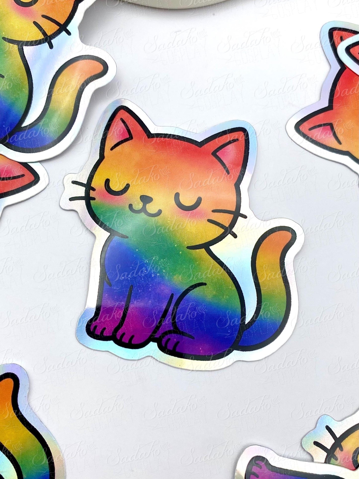 LGBTQ+ Pride Kätzchen holo Vinyl Sticker