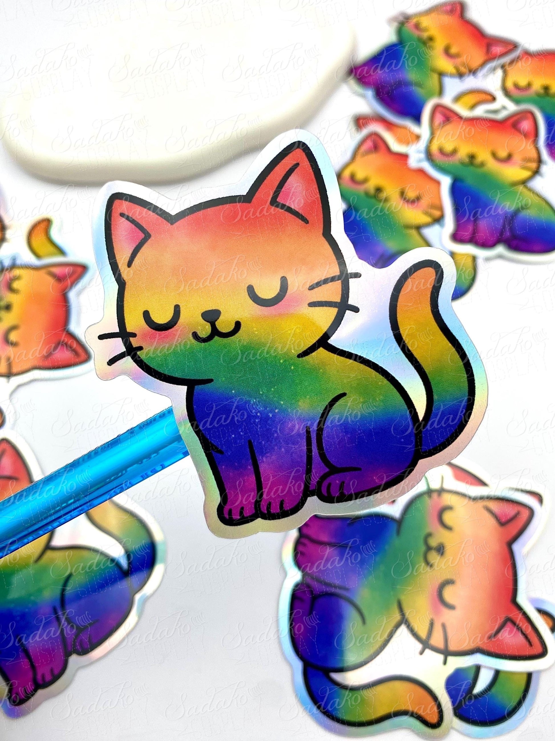 LGBTQ+ Pride Kätzchen holo Vinyl Sticker