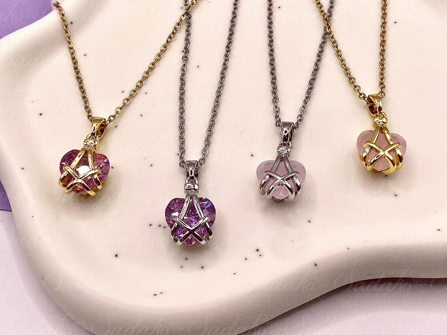 Mini Diamantschloss inspirierte Herz Halskette