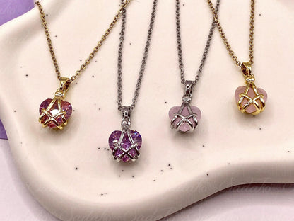 Mini Diamantschloss inspirierte Herz Halskette