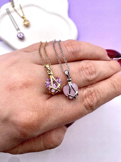 Mini Diamantschloss inspirierte Herz Halskette