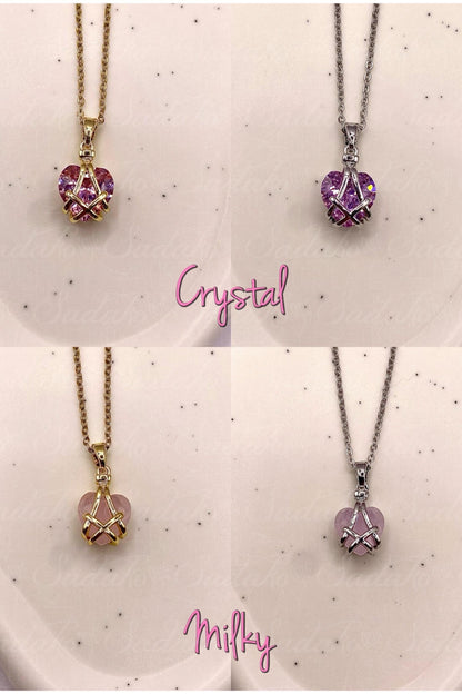 Mini Diamantschloss inspirierte Herz Halskette