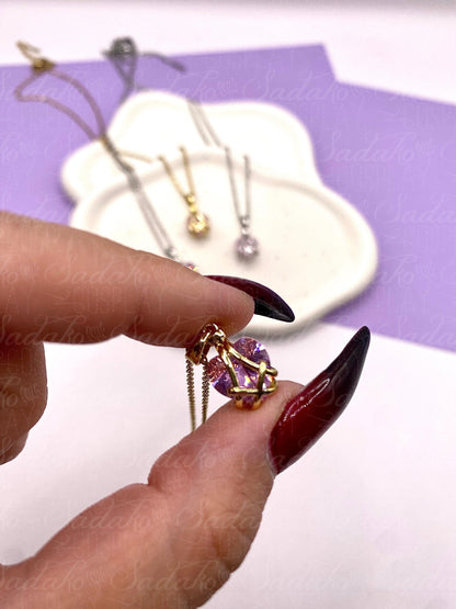 Mini Diamantschloss inspirierte Herz Halskette