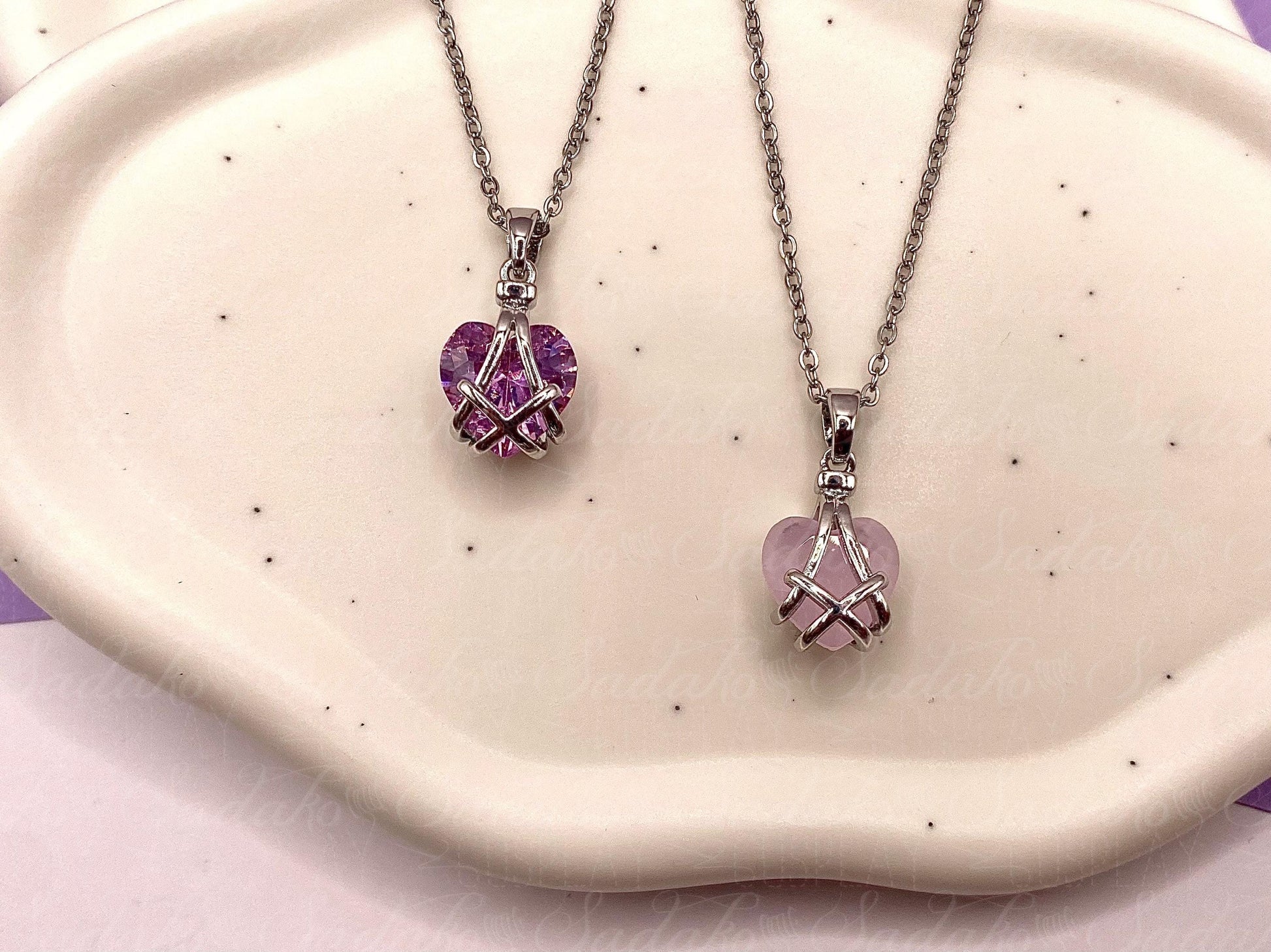 Mini Diamantschloss inspirierte Herz Halskette