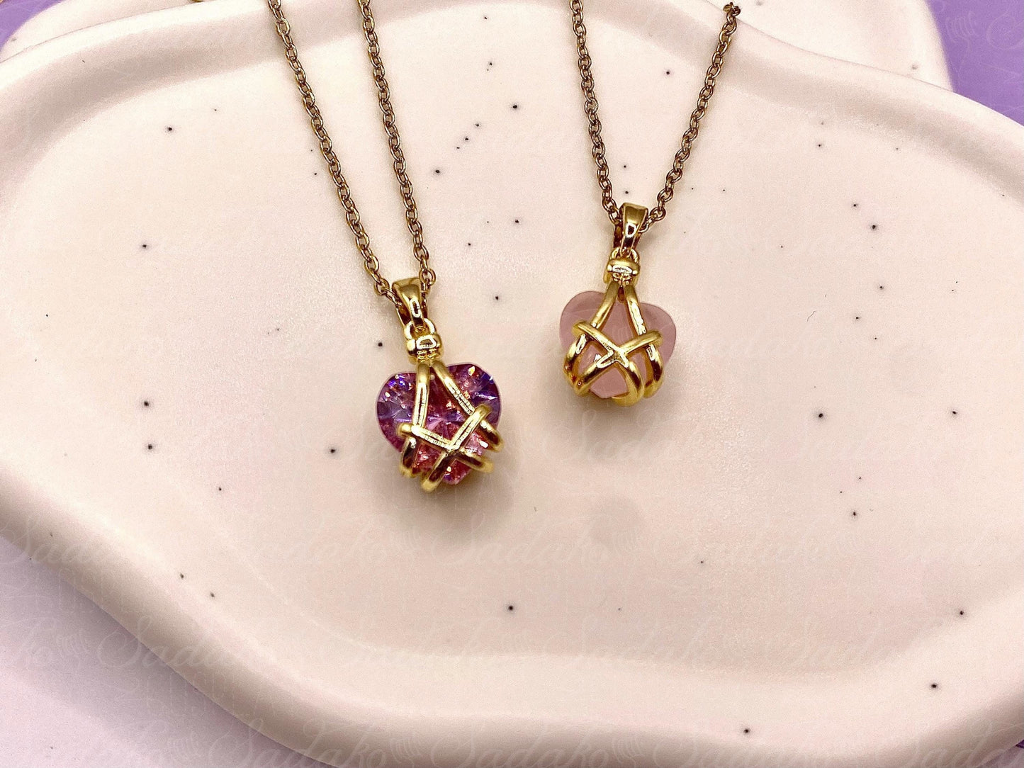 Mini Diamantschloss inspirierte Herz Halskette