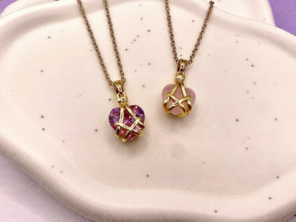 Mini Diamantschloss inspirierte Herz Halskette