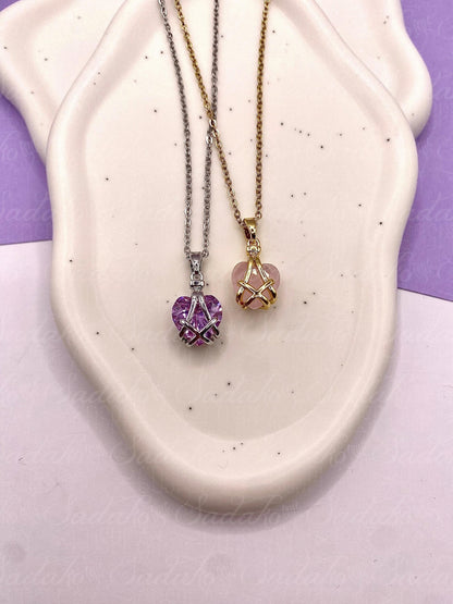 Mini Diamantschloss inspirierte Herz Halskette