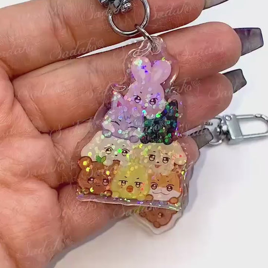 Aniteez Acryl Glitzer Keychain, Schlüssel Anhänger, epoxy holo glitter, ATEEZ ATINY