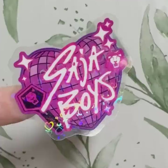 Saja Boys transparenter Sticker - K-Pop Heart Collection, wasserfester Holo-Aufkleber, K-Pop Demon Hunters