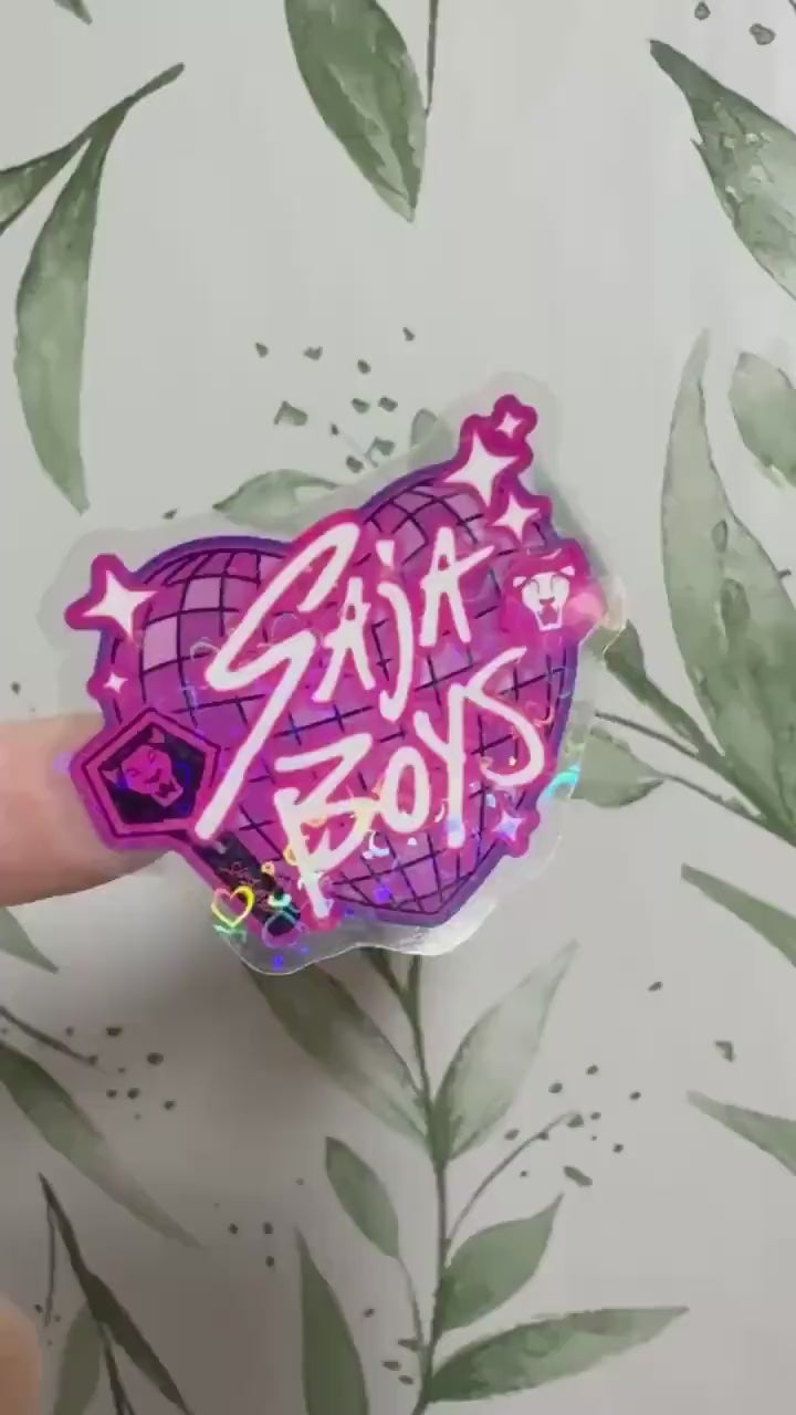 Saja Boys transparenter Sticker - K-Pop Heart Collection, wasserfester Holo-Aufkleber, K-Pop Demon Hunters