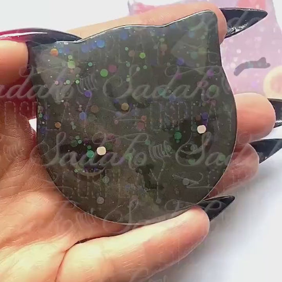 Wooyoung & San Katzen Glitzer Button Pin, WooSan ateez ATINY Atz, k-Pop cat shaped