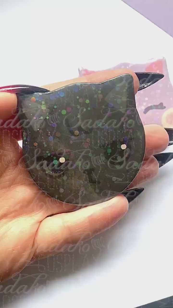 Wooyoung & San Katzen Glitzer Button Pin, WooSan ateez ATINY Atz, k-Pop cat shaped