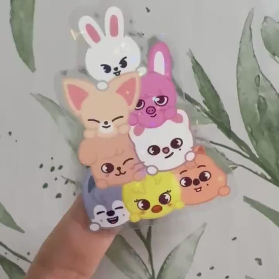 SKZOO cuddle pile transparenter Sticker - wasserfester Holo-Aufkleber, Stray Kids