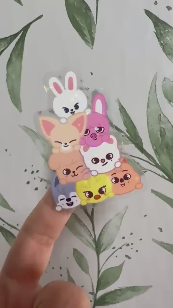 SKZOO cuddle pile transparenter Sticker - wasserfester Holo-Aufkleber, Stray Kids