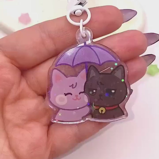 WooSan Acryl Keychain mit holographischen Glitzer Sternen, ATEEZ Wooyoung & San acrylic Anhänger