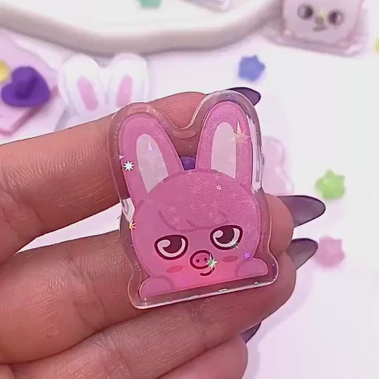 Stray Kids Peeking Acryl Pin mit holographischen Glitzer Sternen, SKZOO acrylic Button Anstecker für Stay